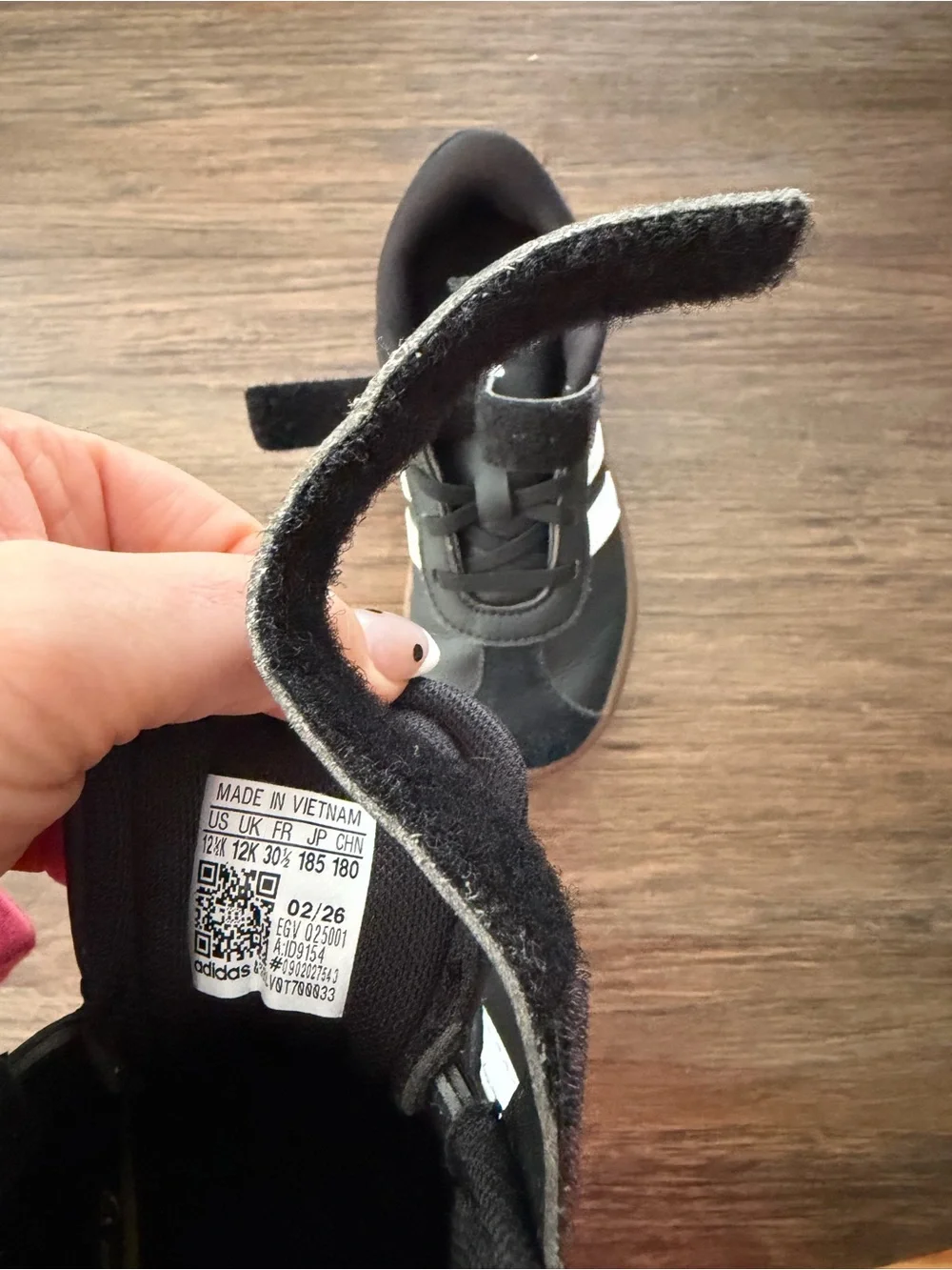 Kids Black Adidas Sneakers with White Stripes - Classic Velcro Closure